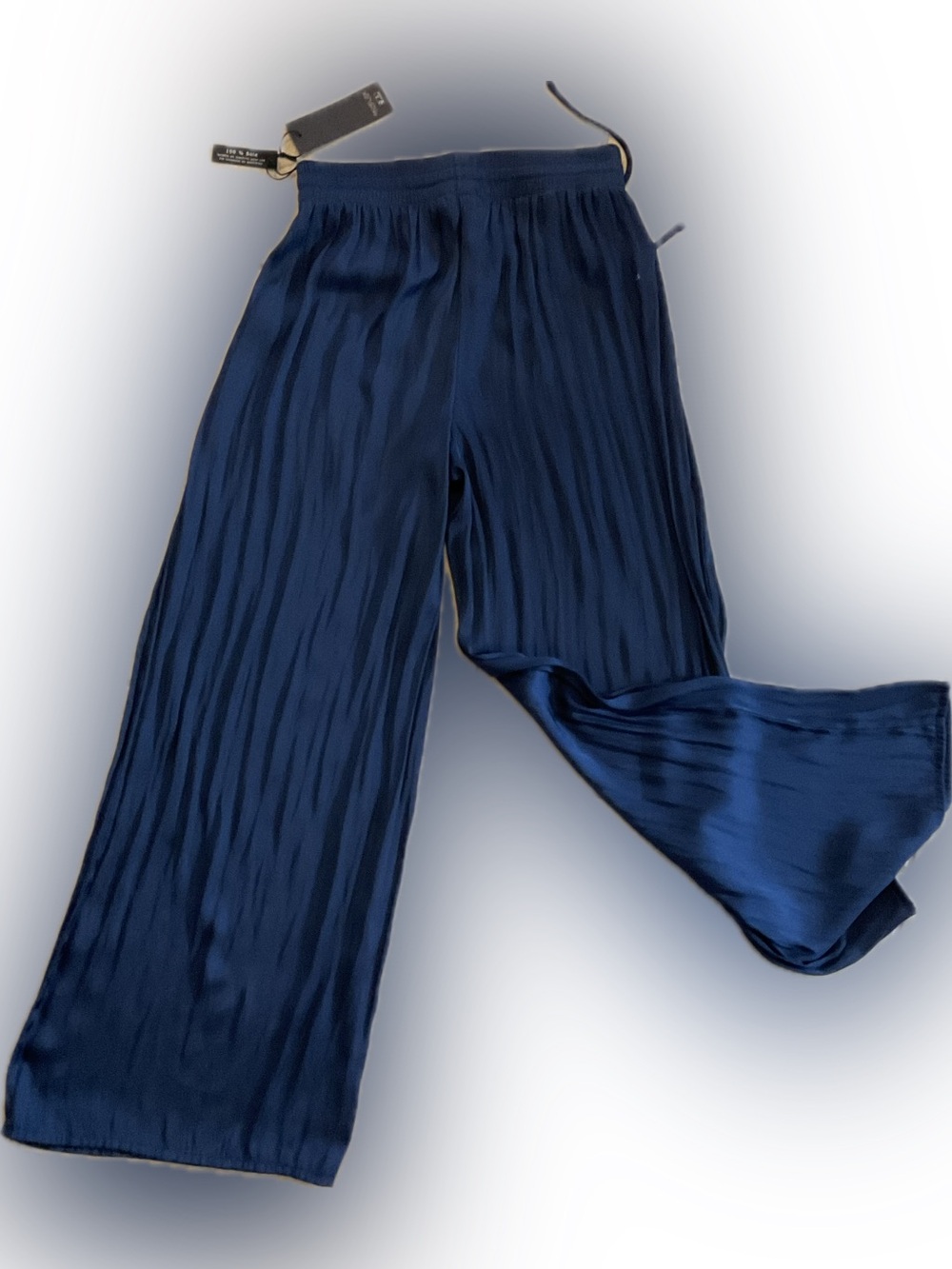 New with Tags Rachel Zoe Navy Blue Pleated Wide-Leg Pants
